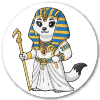La Blanche Hermine en pharaonne égyptienne tenant le sceptre Ouas et la crosse Heka